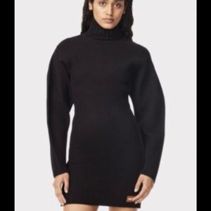 HERVÉ Black Turtleneck Sweater Dress